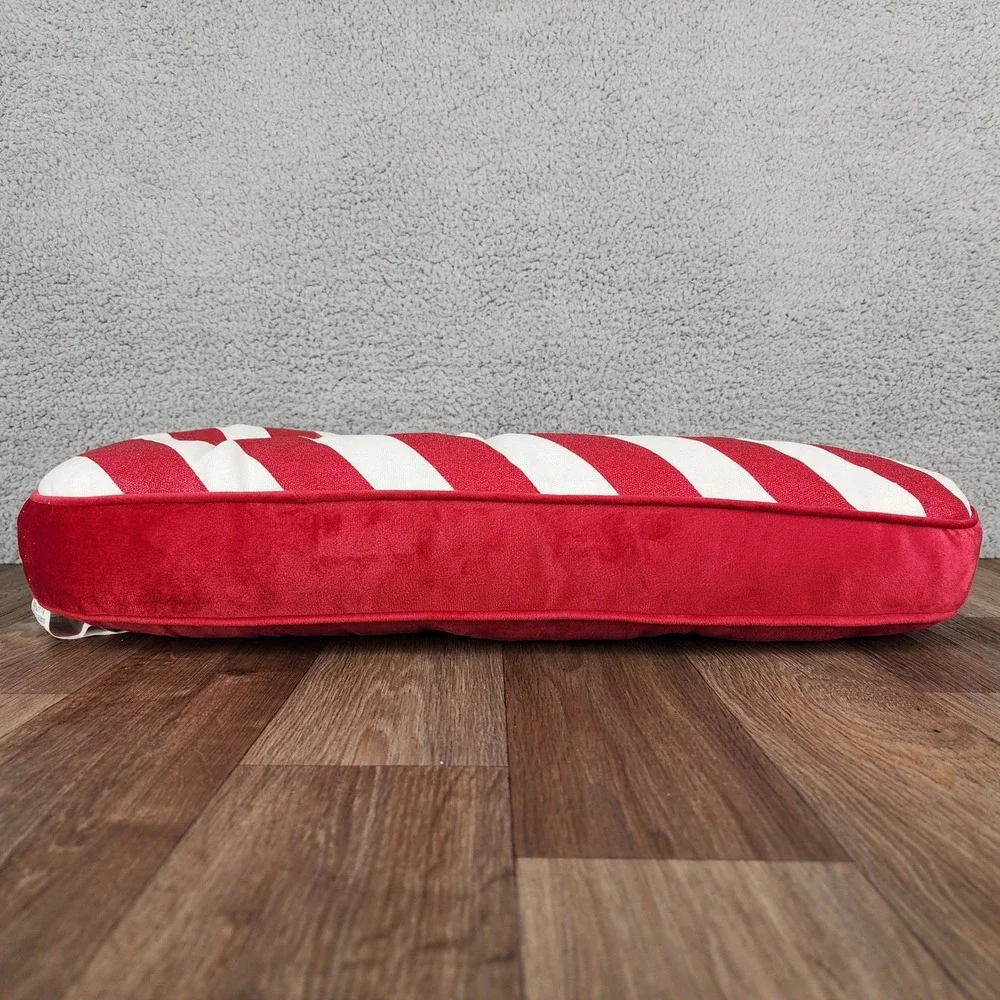 Candy Cane Christmas Holiday Pillow Plush Red White Striped Decor 24 Inch